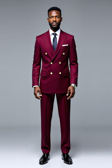 Burgundy Peak Lapel 2 pièces Costumes de bal pour hommes